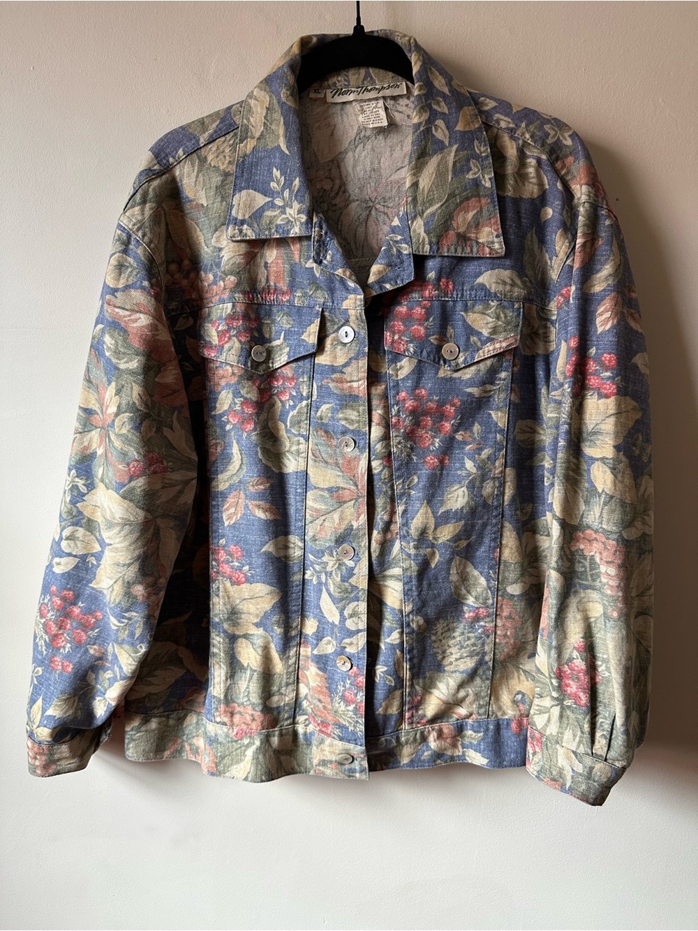 Vintage 90s Denim Floral Cotton Shacket